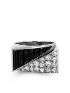 Pragnell Vintage bague Art Deco en platine pavée de diamants - Argent