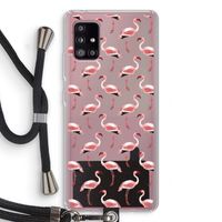 Flamingoprint groen: Samsung Galaxy A51 5G Transparant Hoesje met koord