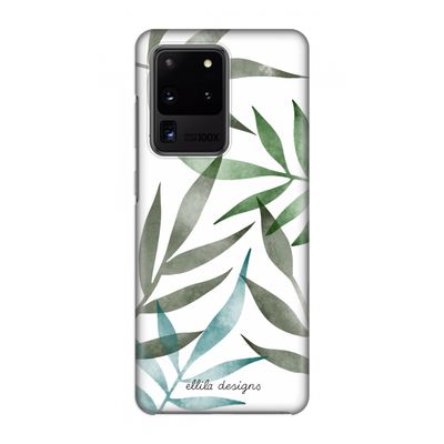 Tropical watercolor leaves: Volledig geprint Samsung Galaxy S20 Ultra Hoesje