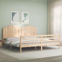 Bedframe met hoofdbord massief hout 200x200 cm