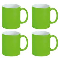 Luxe krijt koffiemok/beker - 4x - limegroen - keramiek - met krijt te beschrijven - 350 ml - Eigen n