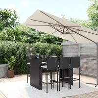 7-delige Tuinbarset met kussens poly rattan zwart