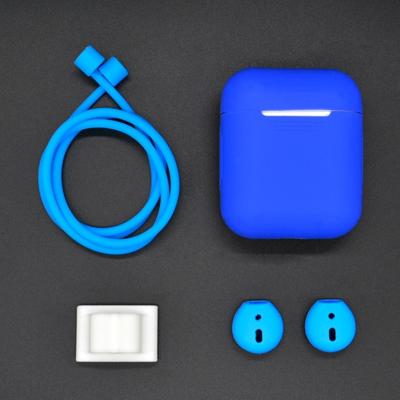 Anti-verloren touw + siliconen case + oortelefoon hang Buckle + oordopje cover Bluetooth draadloze koptelefoon Cover Case set voor Apple AirPods 1/2 (