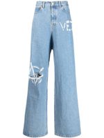 VETEMENTS jean ample à effet usé - Bleu - thumbnail