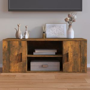 Tv-meubel 100x35x40 cm bewerkt hout gerookt eikenkleurig