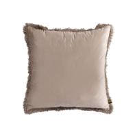 Nous Beige Velvet Kussen Met Franjes L