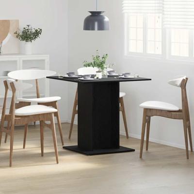 Eettafel Zwart Eiken 80x80x75 cm Bewerkt Hout