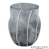 Lindy Grey glass bombey vase round  L - thumbnail