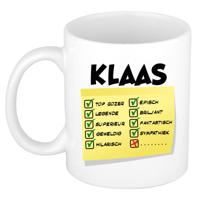 Naam mok Klaas - wit - top gozer - keramiek - 300 ml - cadeau collega beker