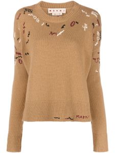 Marni pull à broderies - Marron