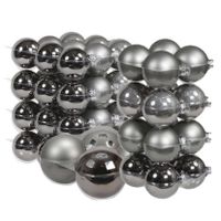 60x stuks glazen kerstballen titanium grijs 6, 8 en 10 cm mat/glans - thumbnail