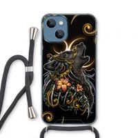 Huilende Wolf: iPhone 13 mini Transparant Hoesje met koord Huilende Wolf: iPhone 13 mini Transparant Hoesje met koord