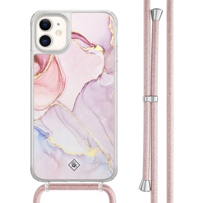 iPhone 11 hoesje met rosegoud koord - Purple sky