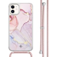 iPhone 11 hoesje met rosegoud koord - Purple sky