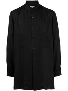 Yohji Yamamoto band-collar longline shirt - Noir