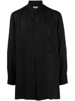 Yohji Yamamoto band-collar longline shirt - Noir - thumbnail