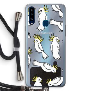 Papegaai: Samsung Galaxy A20s Transparant Hoesje met koord