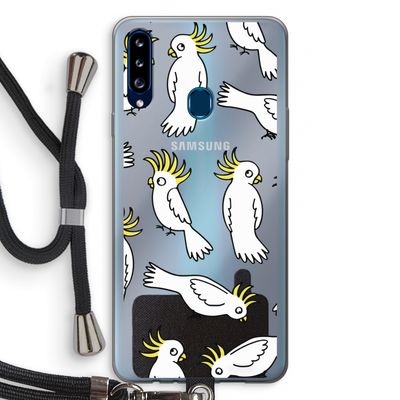 Papegaai: Samsung Galaxy A20s Transparant Hoesje met koord