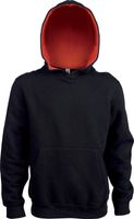 Kariban K453 Kinder hooded sweater met gecontrasteerde capuchon - thumbnail