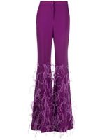 Elie Saab pantalon évasé orné de plumes - Violet