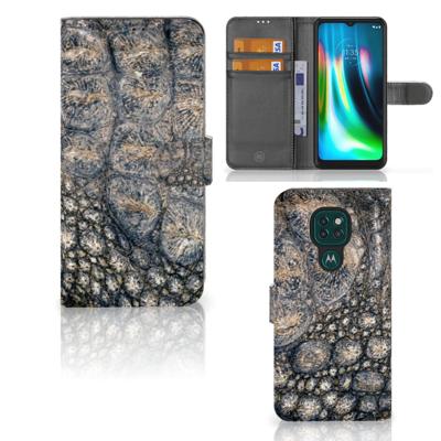 Motorola Moto G9 Play | E7 Plus | Telefoonhoesje | Met pasjeshouder | Krokodillenprint