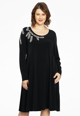 Yoek Jurk A-lijn strass | Zwart | Maat 58/60