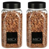 Mica Decorations Decoratie/hobby steentjes - 2x - terracotta bruin - 650 ml - 5-8 mm