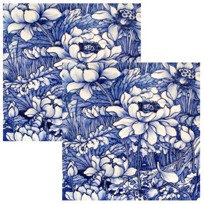 Paperdesign Servetten Delfs blauw - 40x stuks - 3 laags - 33 x 33 cm - bloemen