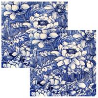 Paperdesign Servetten Delfs blauw - 40x stuks - 3 laags - 33 x 33 cm - bloemen