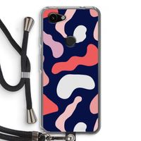 Memphis Shapes Pink: Pixel 3a Transparant Hoesje met koord