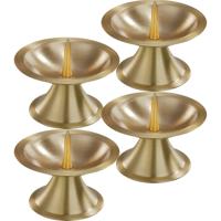 Luxe kaarsenhouder voor stompkaarsen - 4x - goud - metaal - voor kaarsen van 5-6 cm