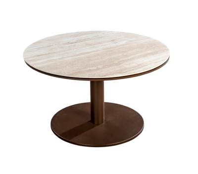 Millor side table dia. 80x40 cm aluminium bronze/travertin - Yoi