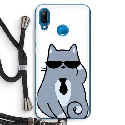 Cool cat: Huawei P20 Lite Transparant Hoesje met koord