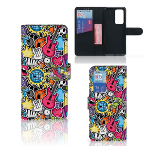 Huawei P40 Pro Wallet Case met Pasjes Punk Rock