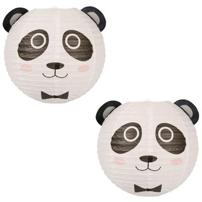 Japanse bol lampion - 2x - Panda thema - D35 cm - Sint Maarten lampion - Tuinfeest - Versiering