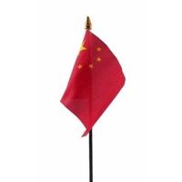 China - mini vlaggetje van 10 x 15 cm op stokje - Landen vlag - H27 cm