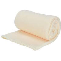 Polyester fleece deken/dekentje/plaid 125 x 150 cm licht beige - Plaids - thumbnail