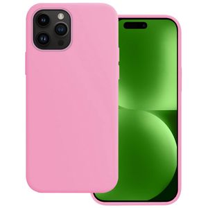 Basey Apple iPhone 15 Pro Max Hoesje Siliconen Hoes Case Cover - Lichtroze
