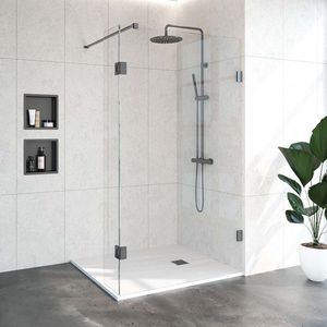 Inloopdouche Compleet Just Creating Profielloos 120/30 cm Draaibaar Gunmetal Sanitop
