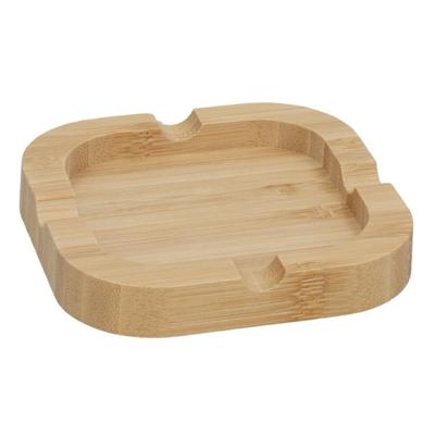 Asbak van bamboe hout - 10 x 10 cm - binnen/serre - asbakken - naturel kleur