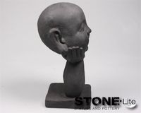 Boeddha hoofd op hand l18b16h37 cm II Stone-Lite - stonE'lite