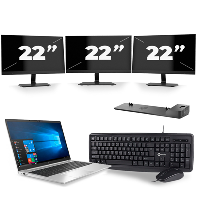 HP EliteBook 850 G7 - Intel Core i7-10e Generatie - 15 inch - 16GB RAM - 256GB SSD - Windows 11 + 3x 22 inch Monitor