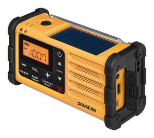 Sangean MMR-88 Outdoorradio VHF (FM), Middengolf Noodradio Acculaadfunctie, Zaklamp, Oplaadbaar, Handslinger, Zonnepaneel Zwart, Geel