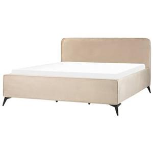 Beliani - VALOGNES - Tweepersoonsbed - Taupe - 180 x 200 cm - Fluweel