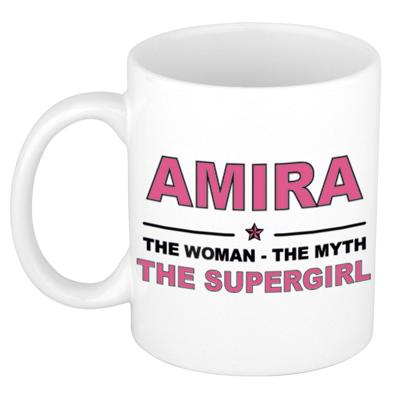 Amira cadeau mok - Woman Myth Supergirl - naam koffiemok - 300 ml - collega - moederdag