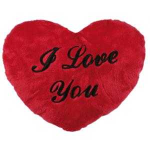 Pluche I Love You hartjes kussen - rood - 35 cm - Valentijnsdag - Cadeau - Liefde