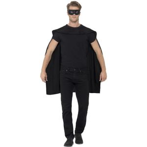 Zwarte cape met oogmasker verkleed kleding voor volwassenen