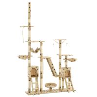 Kattenpaal met sisal krabpalen 230-250 cm pootafdrukken beige