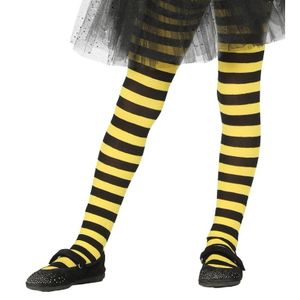 Heksen verkleedaccessoires panty maillot zwart/geel voor meisjes   -