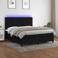 Boxspring met matras en LED stof zwart 180x200 cm